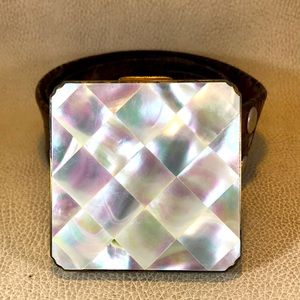 Vintage Belt Buckle Compact Mother of Pearl